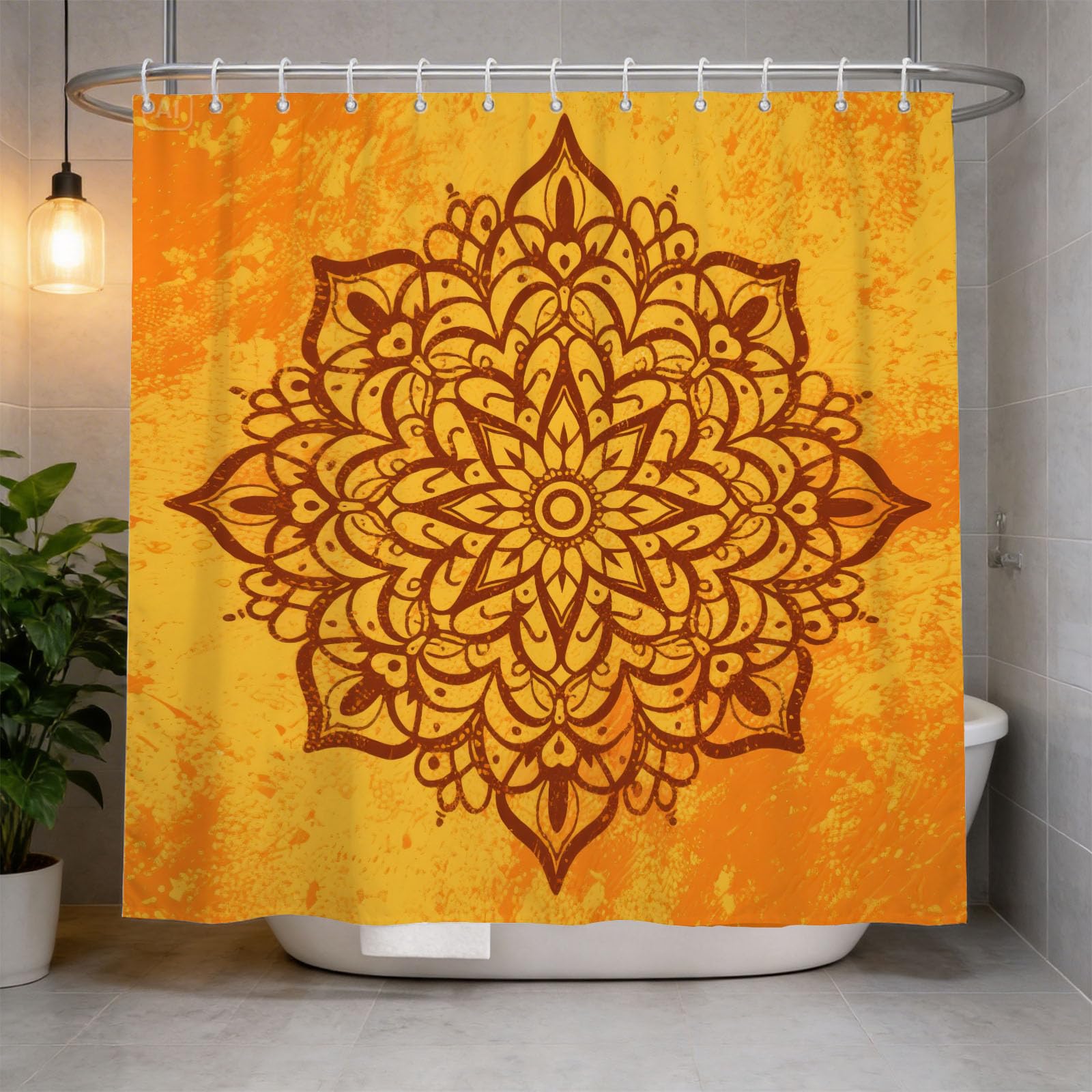 Hongduo 3D Mandala Pattern Shower Curtain for Stalls Bathtubs Unique Exotic Bathroom Decor Shower Curtain Set Polyester Fabric Waterproof 180x180cm/71X71 Inch with Hooks