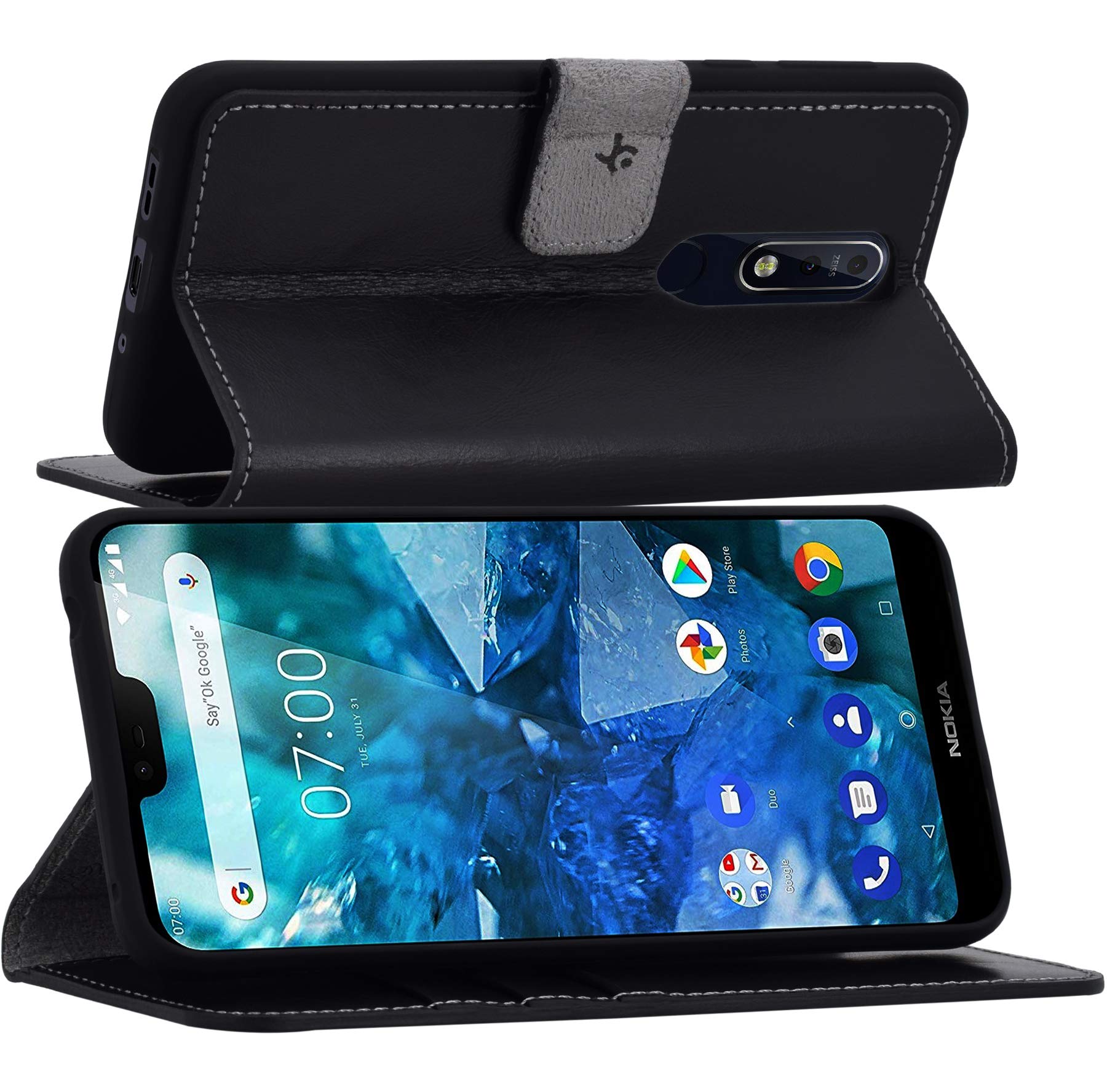 Suncase® Custodia Pieghevole In Pelle Blu Pebble Per Samsung Galaxy S24 4062864380953