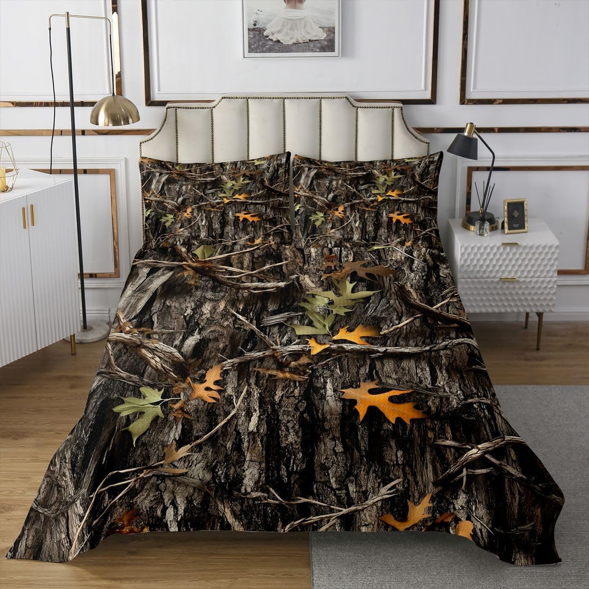 jejeloiu Brown Black Camo Bedspread Twin Size American Flag Coverlet Set Shoelace Pattern Quilted Coverlet for All Season with 1 Pillowcase Star Stripe Patchwork Microfiber Lightweight