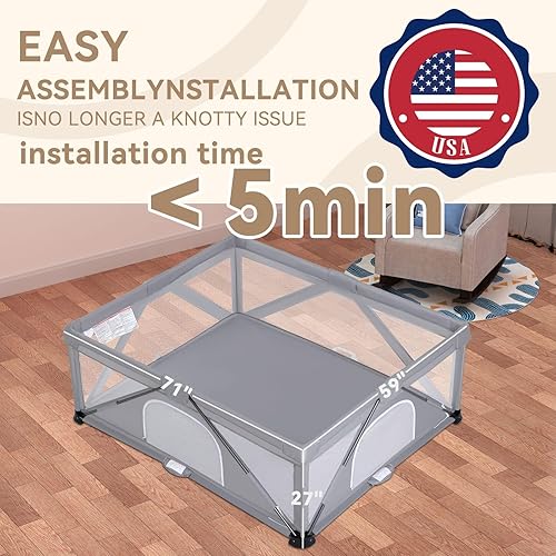 Miniatura 6 de Corralito plegable para bebés, corralito de juego extra grande para bebés y niños pequeños, patio de juegos portátil de seguridad para niños en
