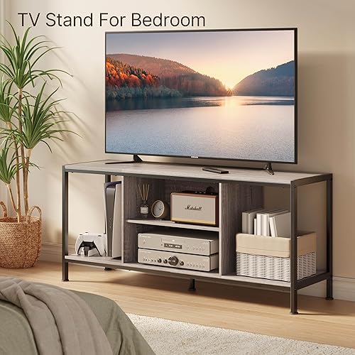 Miniatura 2 de Gizoon Soporte de TV para TV de hasta 65 pulgadas con estantes abiertos, centro de entretenimiento para juegos de 3 niveles para PS5, mesa consola