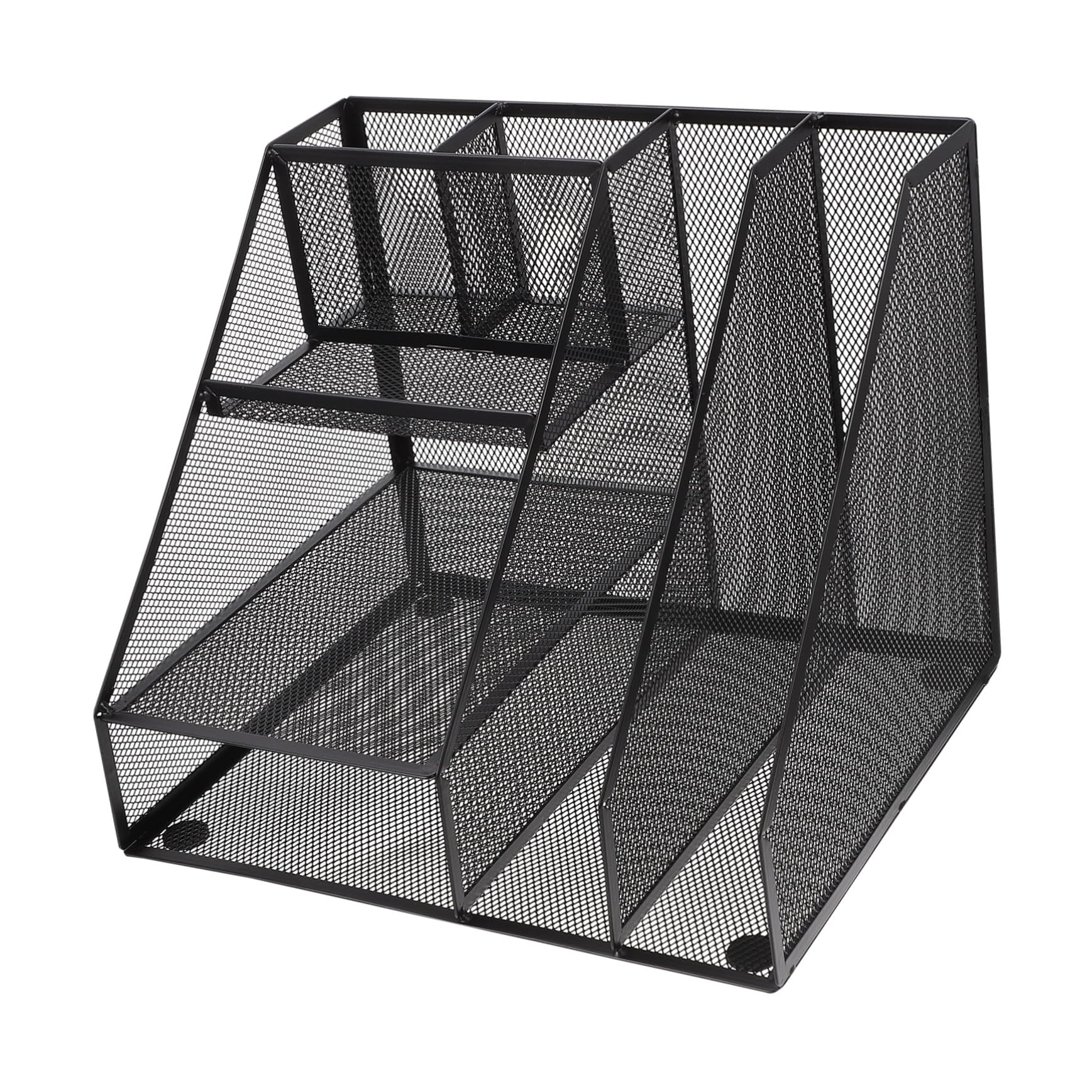 Organizzatore Documenti Multi Ferro Nero Scaffale Ufficio con Scomparti Multipli Portadocumenti da Scrivania Robusto e Pratico per Libri e File per Studio e Ufficio