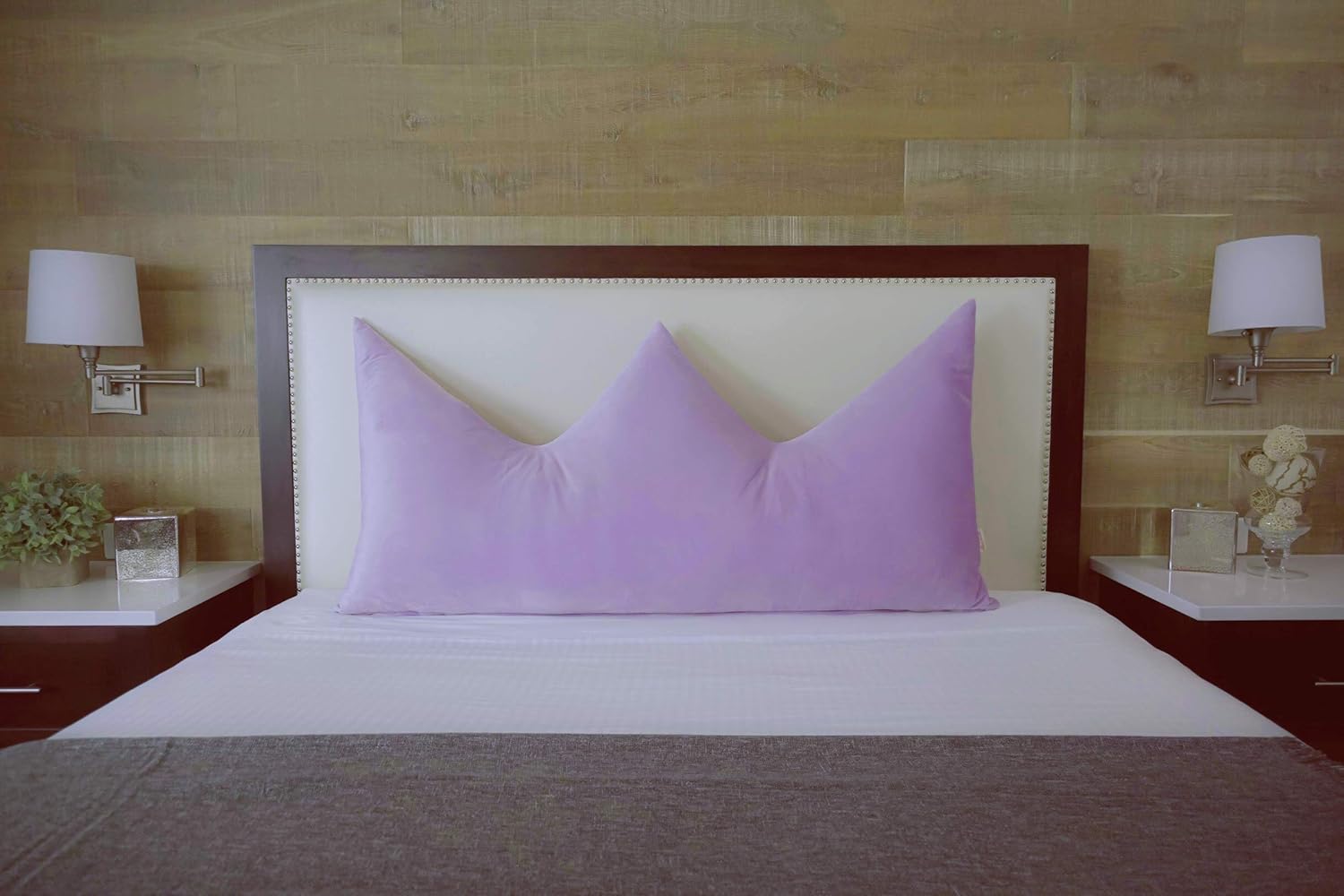 Peachwell Large Crown Shaped Ergonomic Pillow for Neck Elbows Body Support While Reading Watching TV Using Laptop Cell Phone on Bed or Sofa (Purple, Queen: 59 x 27 inches)