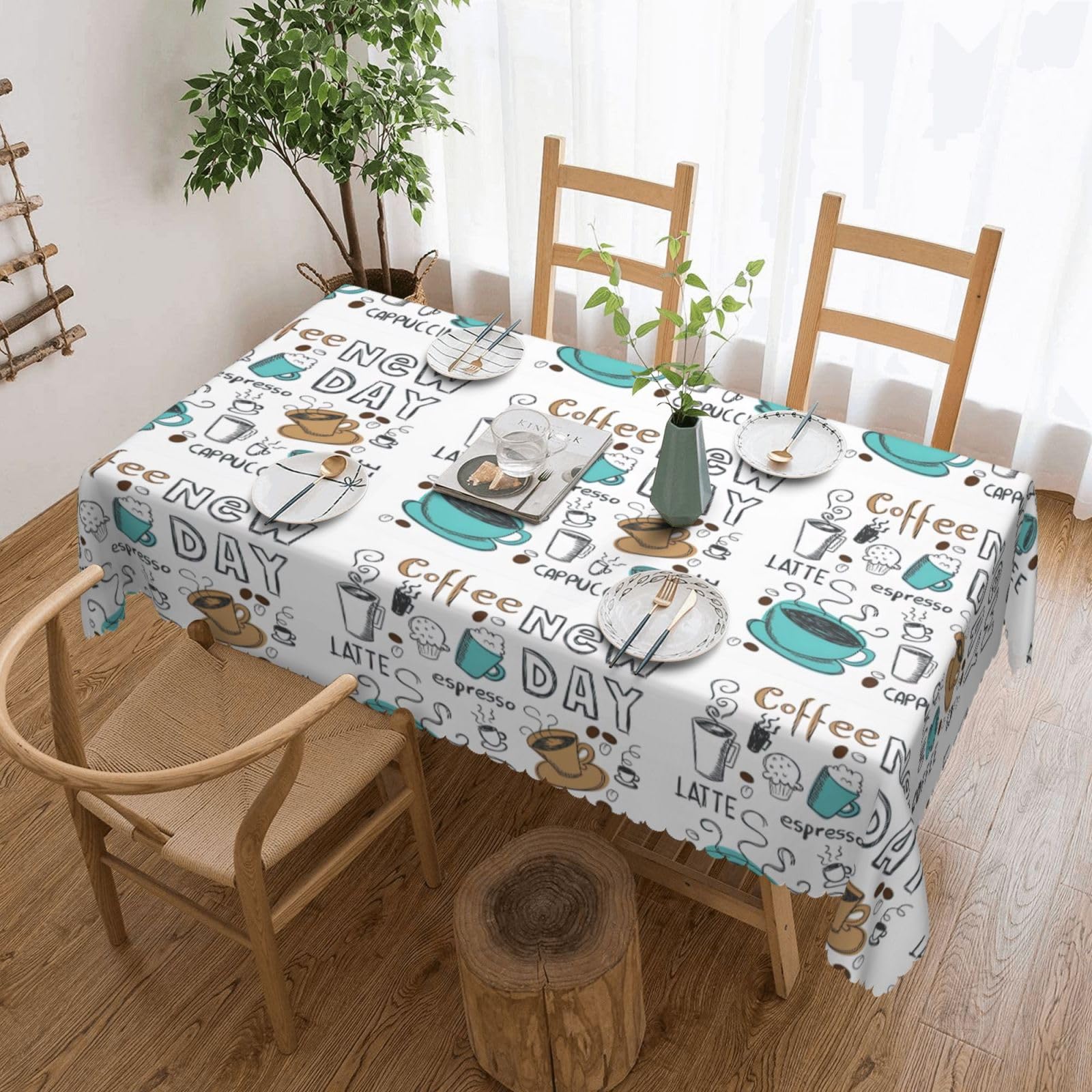 Nappe rectangulaire imprimé café pour pique-nique et événements