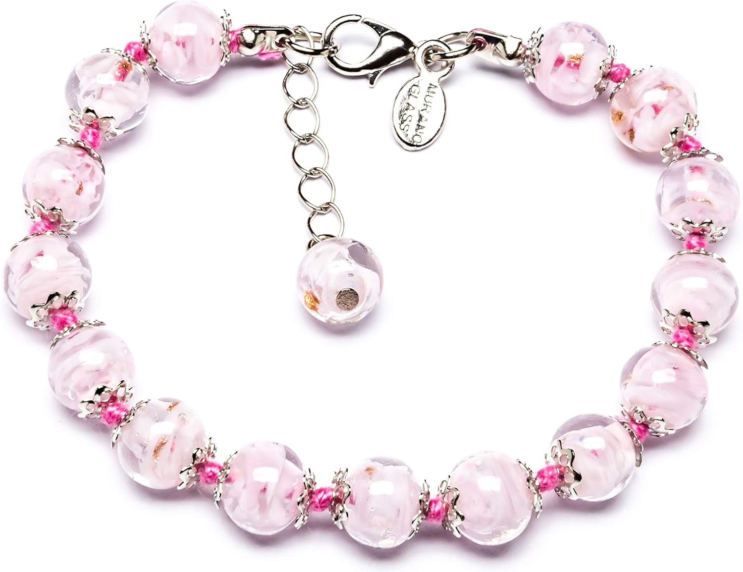 Handmade - Murano Glass Bracelet - Aventurine Glass Beads Hand Blown Glass