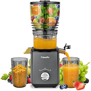 Pukomc Cold Press Juicer 5 8-inch wide feed chute for whole fruits and vegetables - 1 8L Capacity