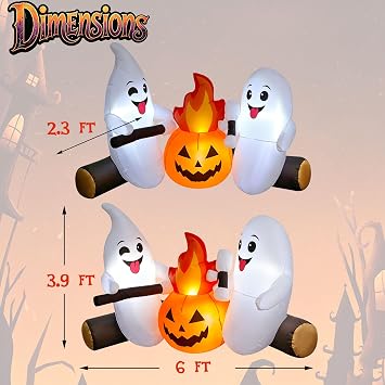 Lulu Home 6FT Halloween Inflatable Ghost, Blow Up Yard Decor