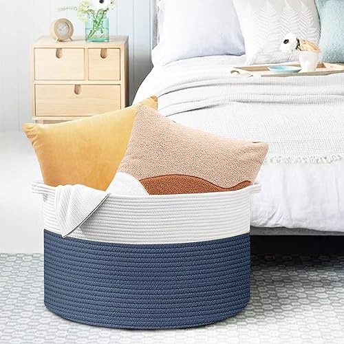 Miniatura 4 de Cesta de cuerda extra grande, cesta de almacenamiento de mimbre tejida XXXL, organizador y almacenamiento de juguetes para habitación de niños,