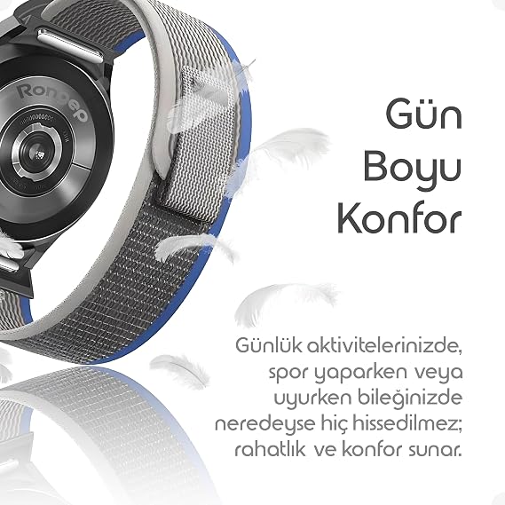 Rongep Samsung ile Uyumlu Yeni Nesil Bağlantı Travel Loop 20mm Kordon Galaxy Watch 7/6/5/4 Serisi için Galaxy Watch 7 Kordon (40mm/44mm) Watch 6/4 Classic (47/43/42mm) Watch 5 Pro Uyumlu
