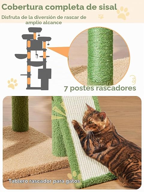 Foto 6 de 8 de Taoqimiao Árboles Rascadores para Gatos XXL 193 cm, 3 Plataformas, MS047T