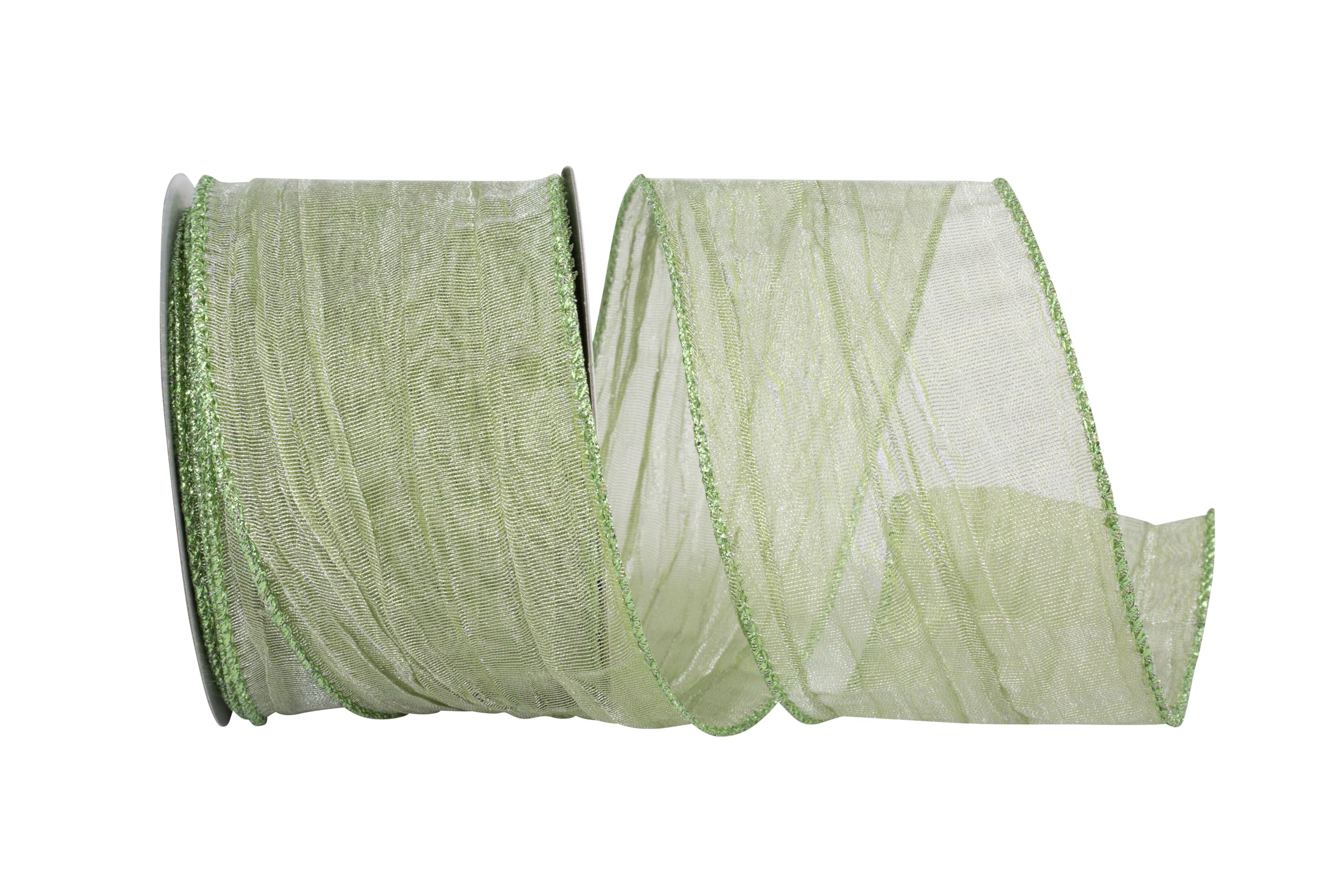 Ruban en maille écrasée vert haut de gamme à bords métalliques