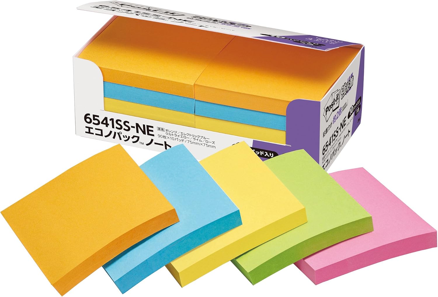 最先端 まとめ 3m ポスト イット 強粘着ノート75 75mm ネオンカラー5色 654 30ssan 1パック 30冊 2セット パソコンや キャビネットなどの樹脂面や垂直面など つきにくかった場所にもしっかり貼れる強粘着タイプ 使いきりやすい1冊45枚仕様 速達メール便