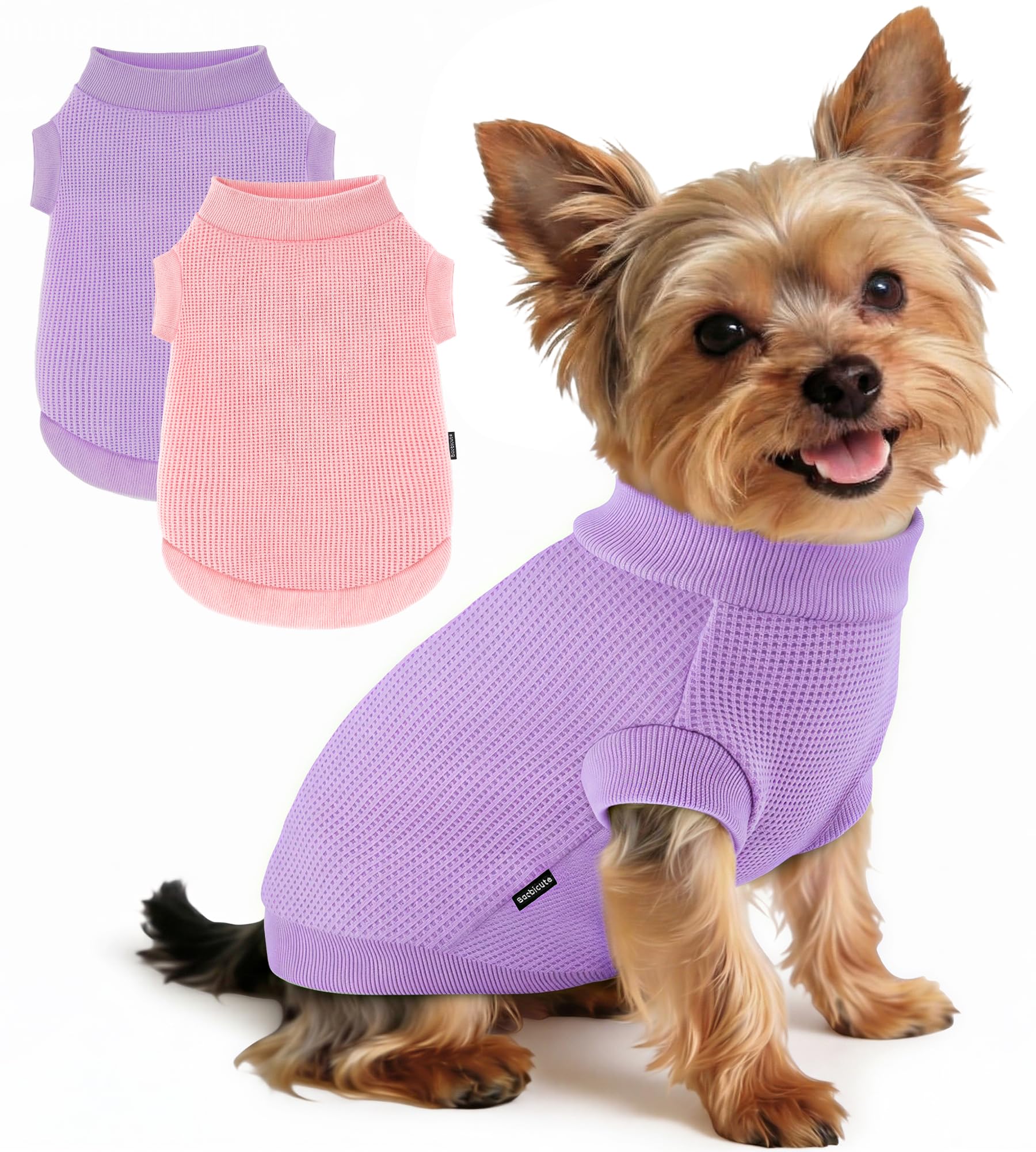 2 Pack Dog Shirt for Small Supplies Functional Waffle Dog Clothes Warm Soft Sweatshirt Outfit for Dogs Cats Pet Apparel