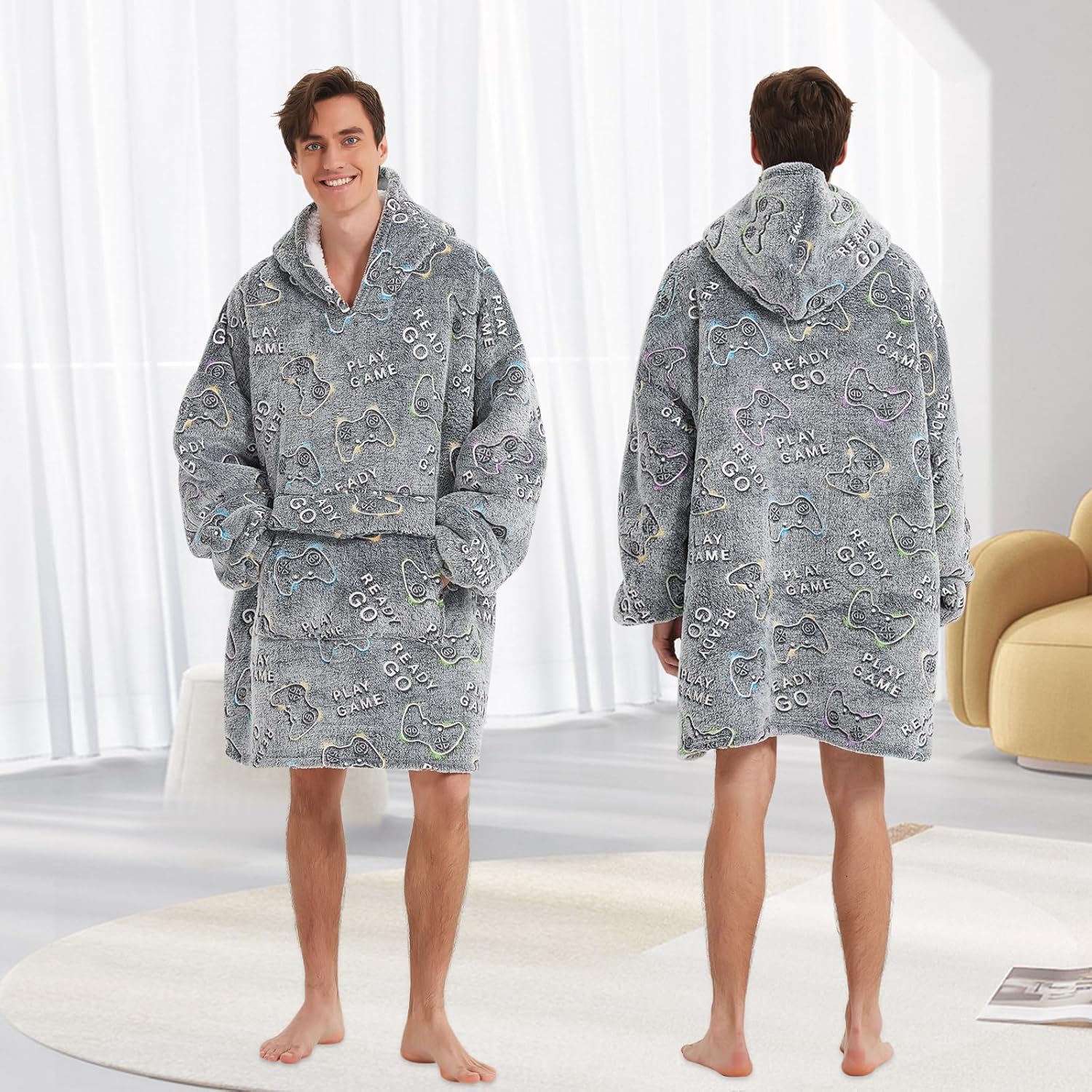 Fiosnow Glow in the Dark Game Controller Blanket Hoodies for Women and Men Adult Oversize Wearable Blanket Hoodies for Soft and Warm - Image 5