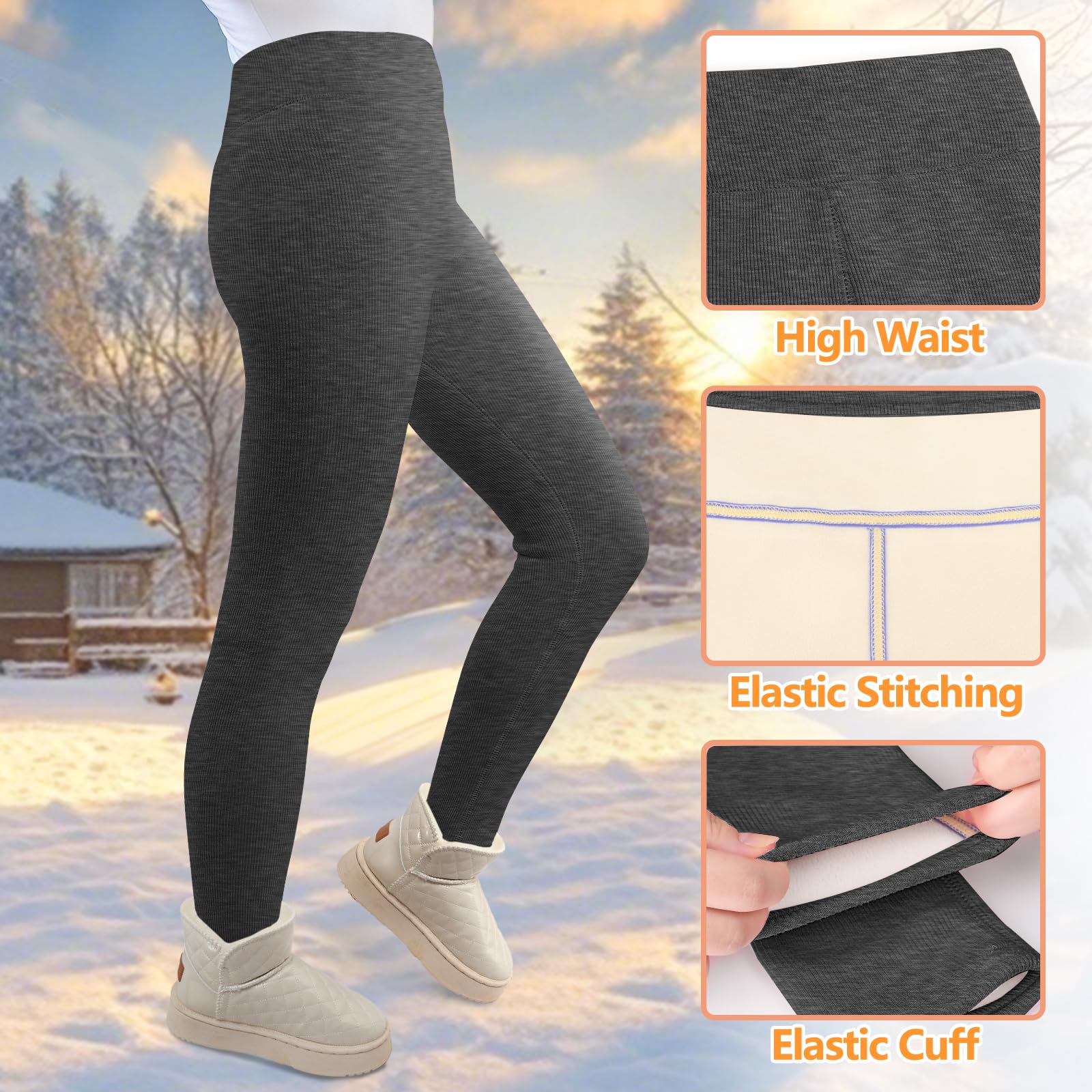 Leggings con forro polar acanalado para niñas de 4 a 13 años