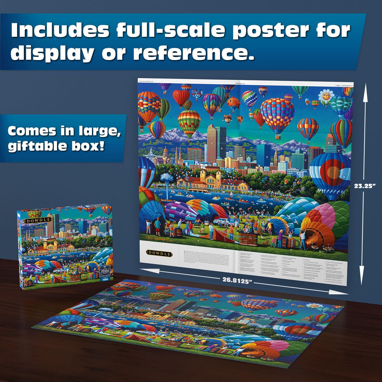 Buffalo Games - Sapphire Select- Eric Dowdle - Balloon Spectacular - Puzzle de 1000 pièces - Défi et Amusant - Planche de Puzzle à Dos Bleu - Boîte de présentation Cadeau - Affiche Pleine Taille