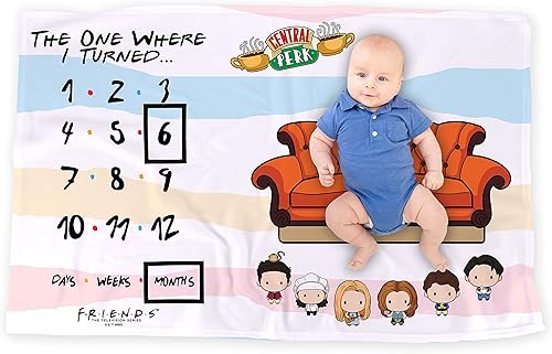 LOGOVISION Friends Baby Milestone - Manta de 36 x 58 pulgadas, sofá central Perk, unisex para bebé niño y niña