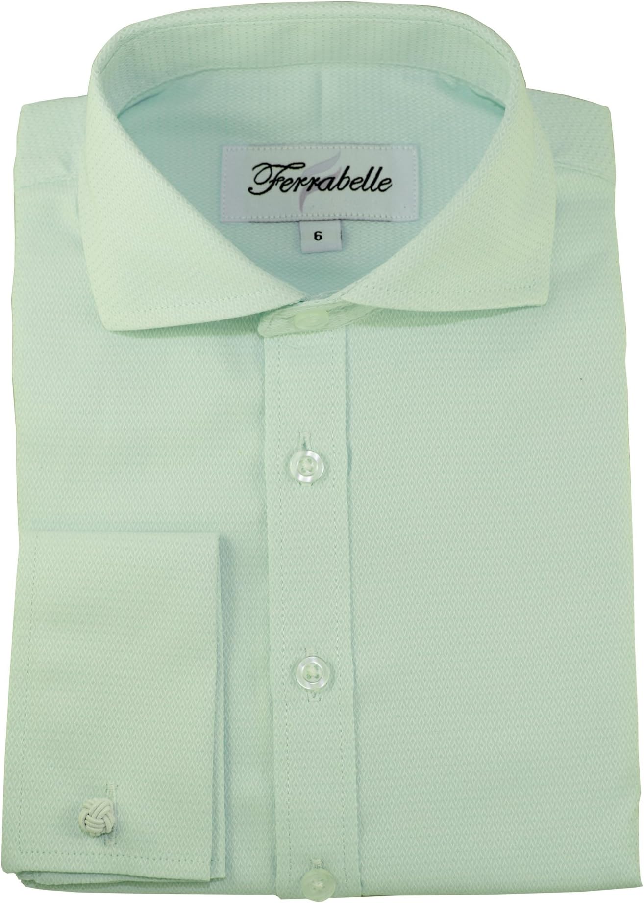 Ferrabelle Boys Shirts for Suit Formal Dress Button Down Long Sleeve with French Cuff and Cufflinks (6, Mint)