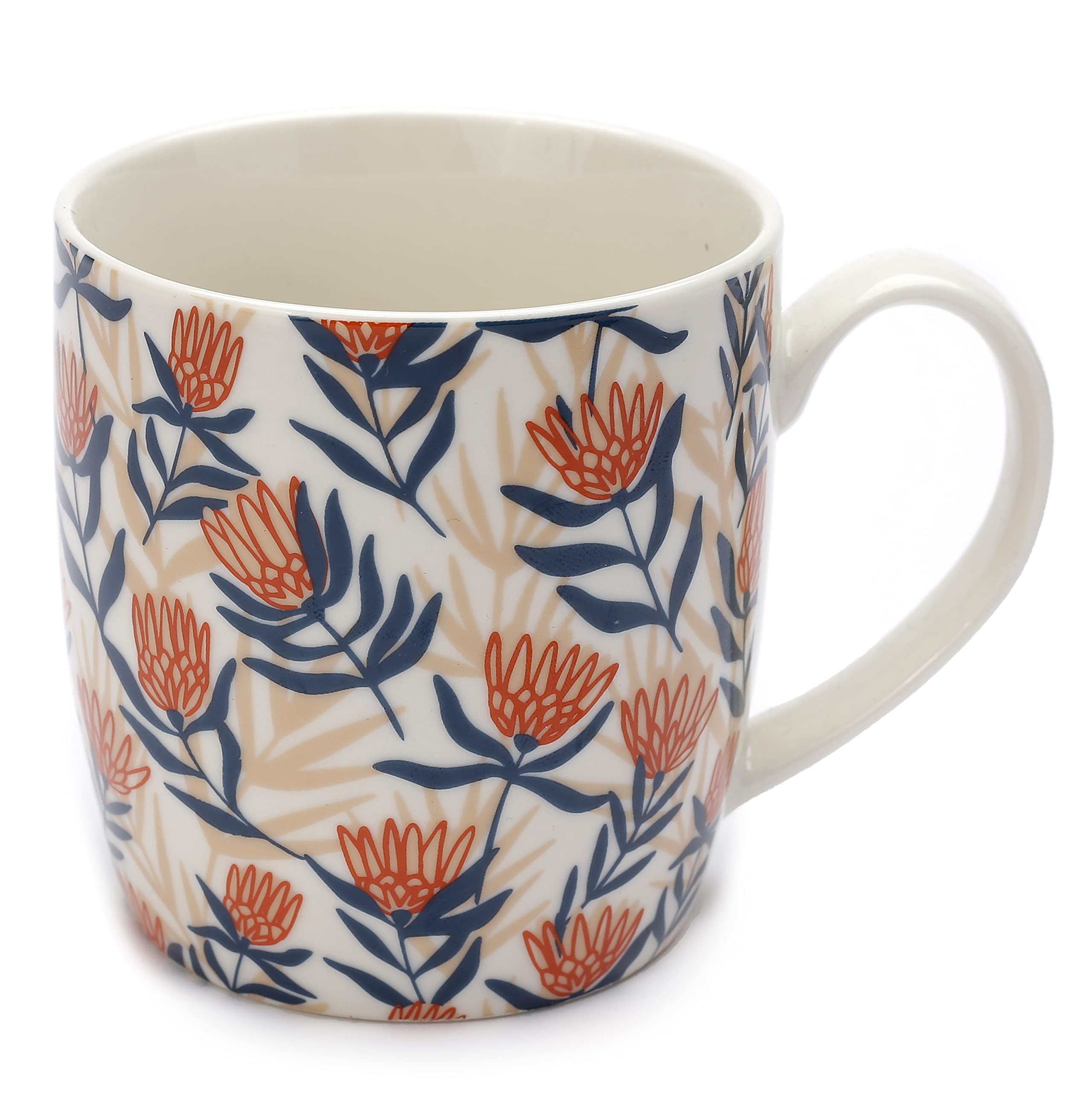 Puckator Protea Flower Pick of The Bunch Botanical Porcelain Mug Coffee Tea Cup, Food Dishwasher & Microwave Safe, Home Office Work, Multicolour