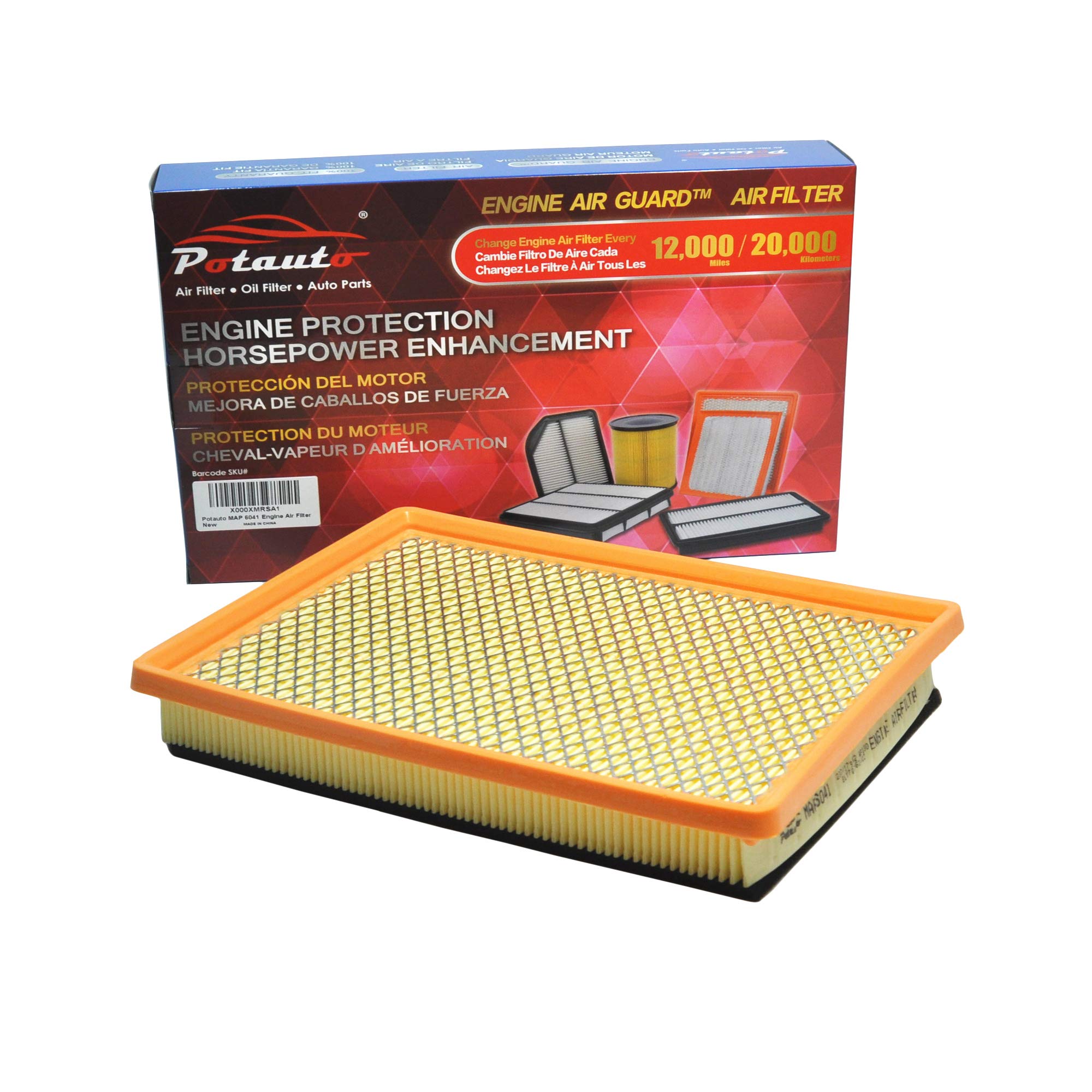 POTAUTO MAP 6041 (CA7597) Engine Air Filter Replacement for BUICK RENDEZVOUS TERRAZA, CADILLAC DEVILLE SEVILLE XLR, CHEVROLET CORVETTE LUMINA MALIBU CARLO, PONTIAC AZTEK BONNEVILLE, SATURN RELAY