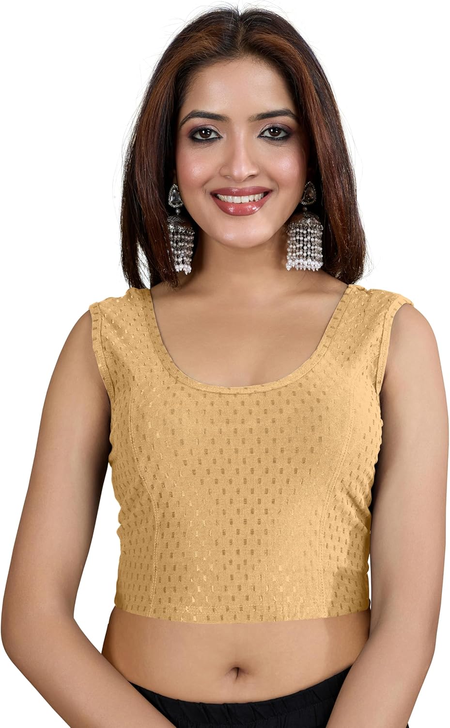 TRENDMALLS Women's Dobby Pure Cotton Elastin Stretchable Readymade Stylish Saree Blouse Ready to Wear