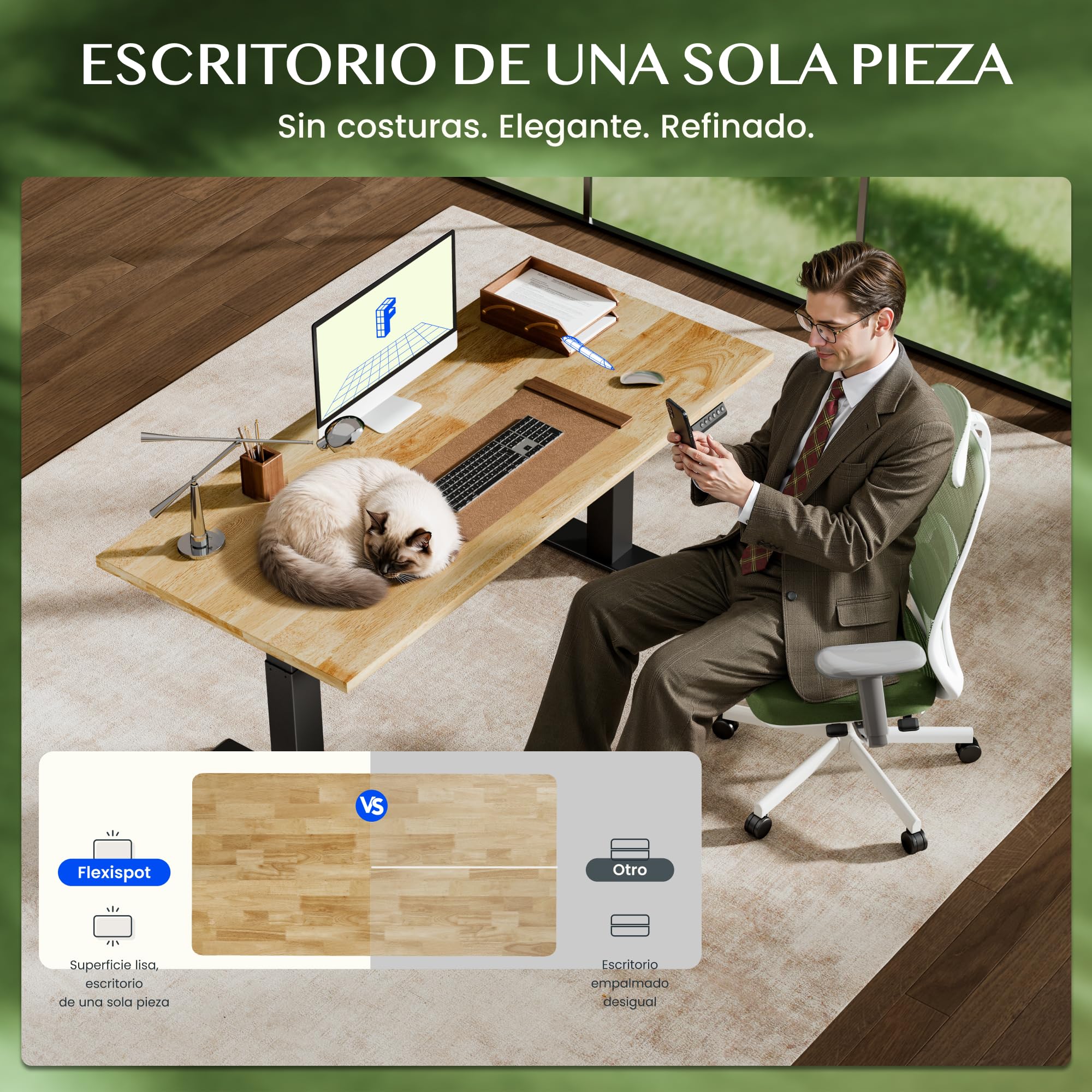 FLEXISPOT Escritorio Elevable 180x80cm Mesa Eléctrico Tablero Roble