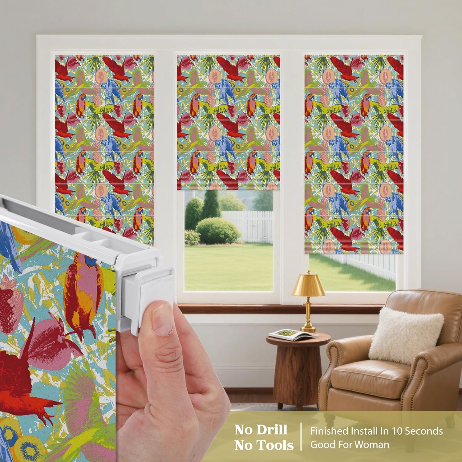 No Drill Roman Shades for Windows No Tools Roman Shades, UV Protection, Thermal Insulation Roman Blinds, Custom Size Blinds for Windows, Doors, French Doors,Color 7