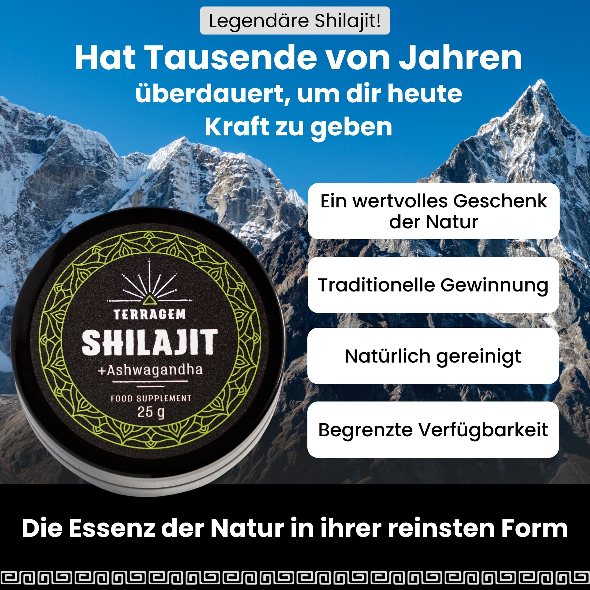 Shilajit - Mumijo - Reich an Mineralien und Nährstoffen, mit Fulvosäure und Huminsäure - von Sammlerfamilien Stammend - Nahrungsergänzungsmittel - Natürlicher Reichtum - Glasdose 50 g