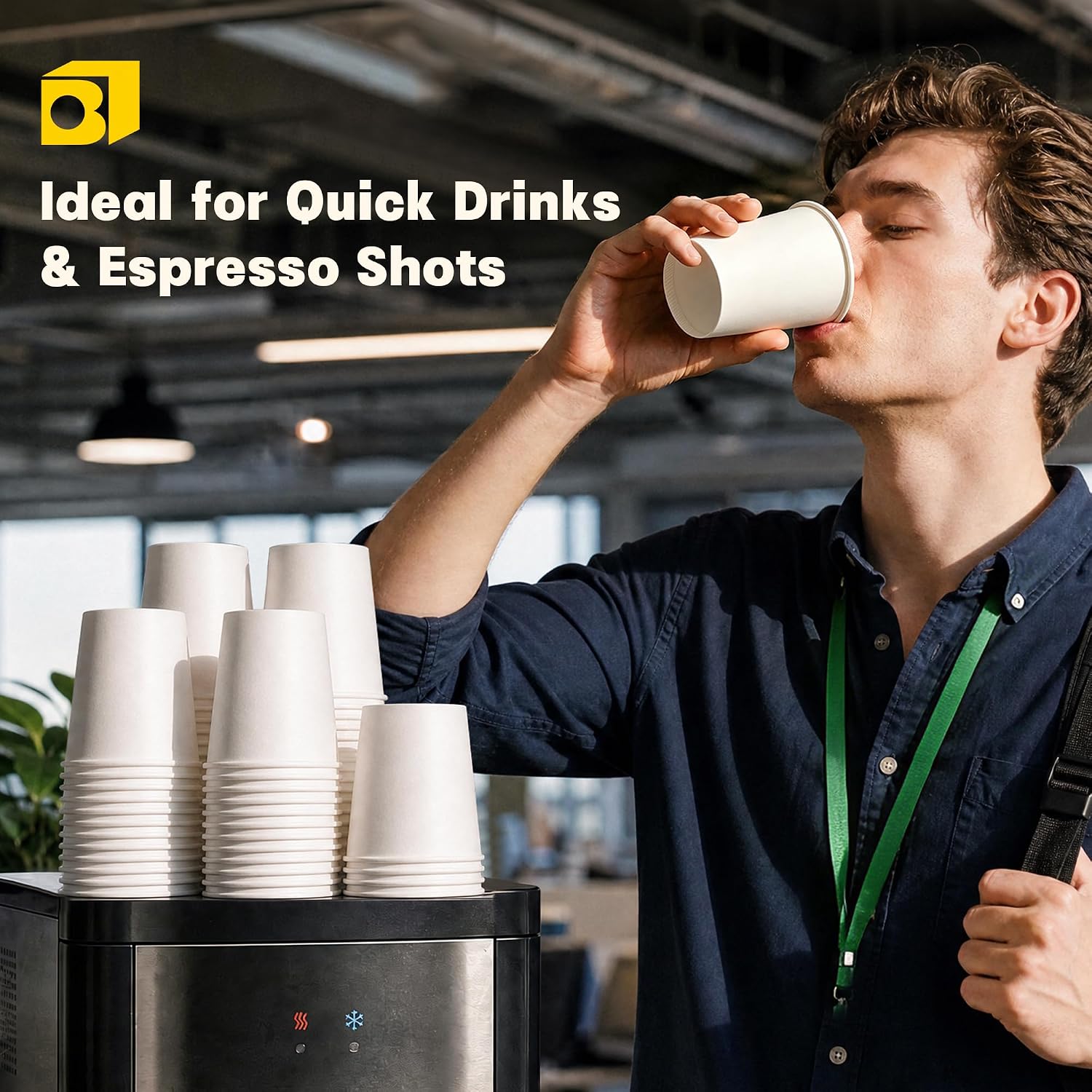 480 Pack 8 oz White Paper Cups, Disposable Coffee Cups for Hot & Cold Drinks, Food-Grade Water Cups Bulk, Paper Cups for Office, School & Breakroom Use