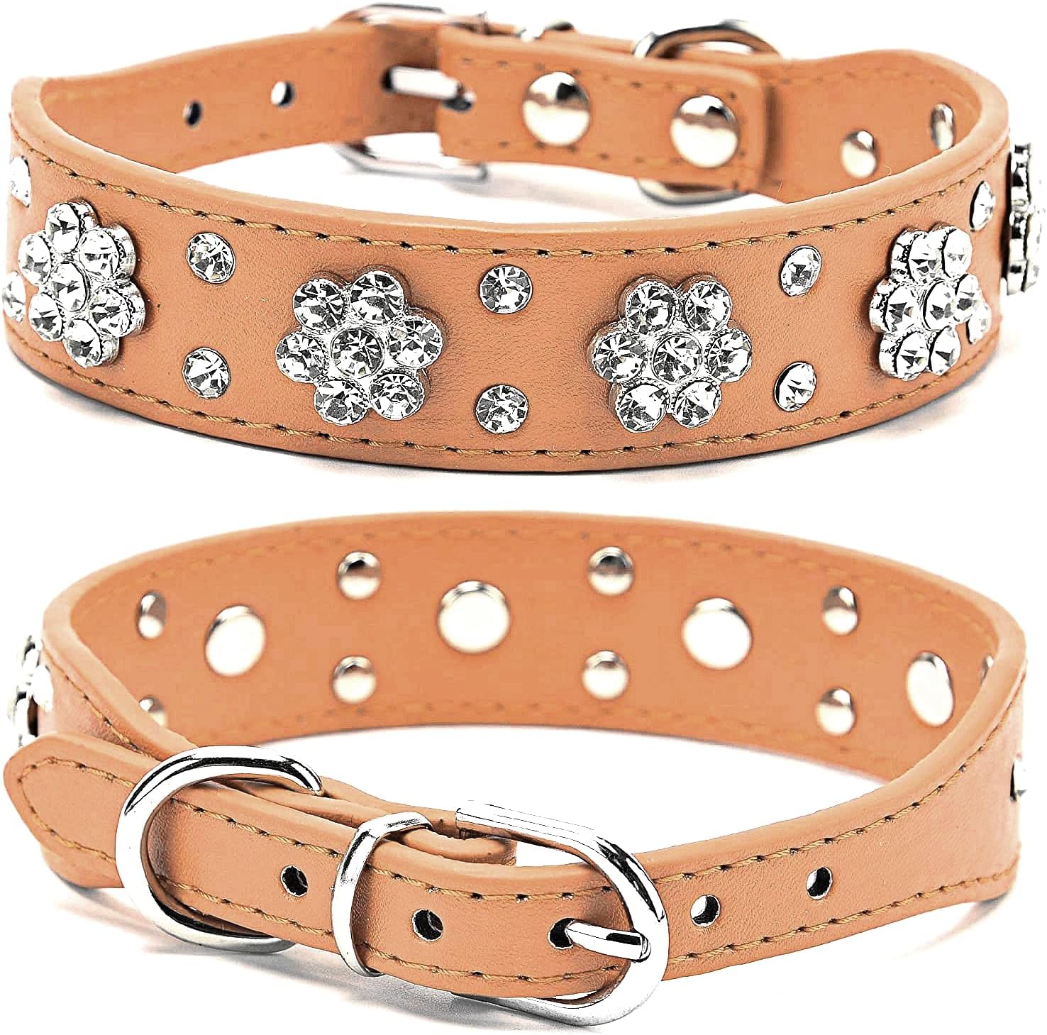 Bbmmayy Rhinestone Dog Collar, Cute Flower Rhinestone Cat