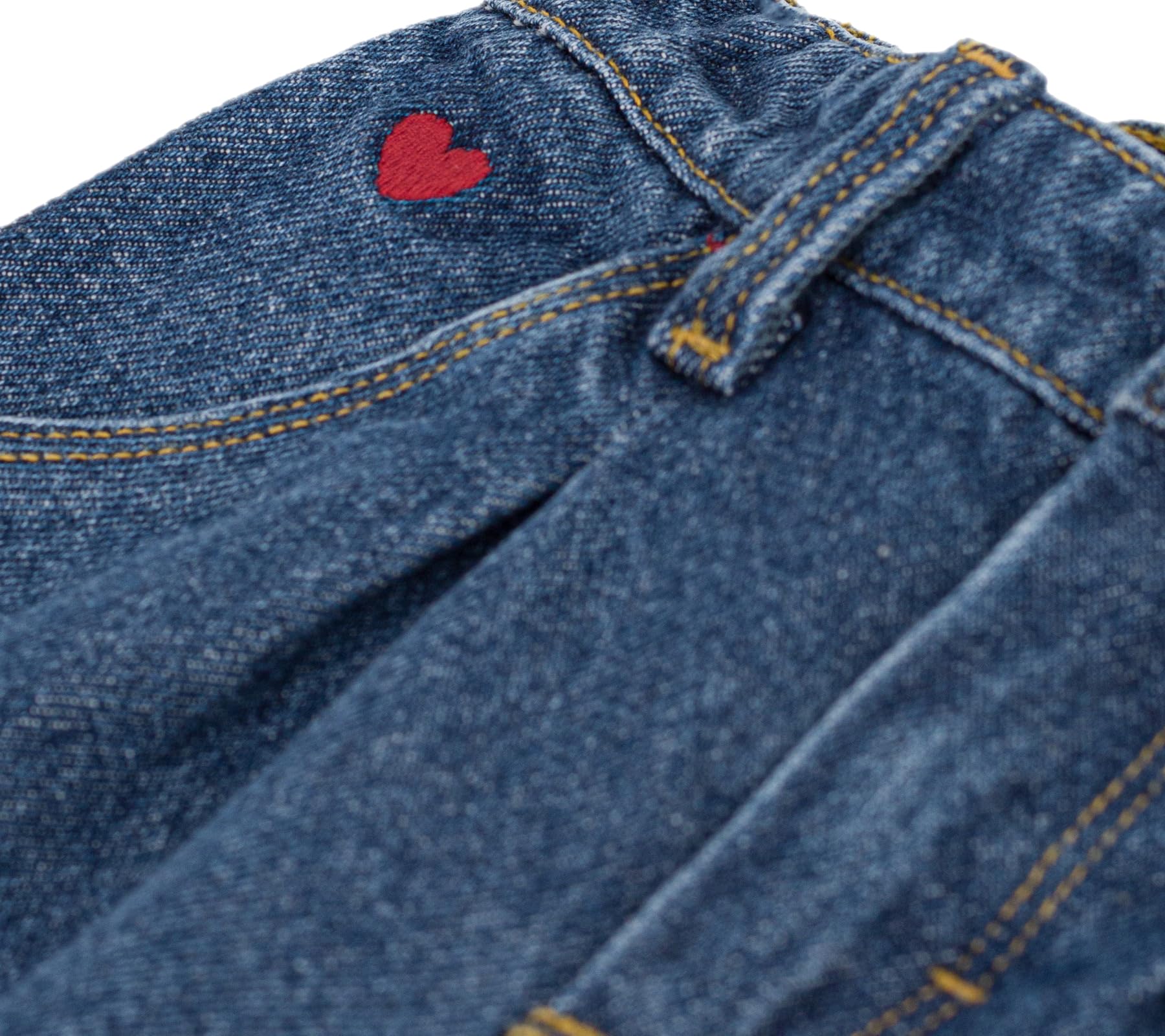 Petit Bateau Baby-Hose aus Denim, einfarbig mit Herzstickerei