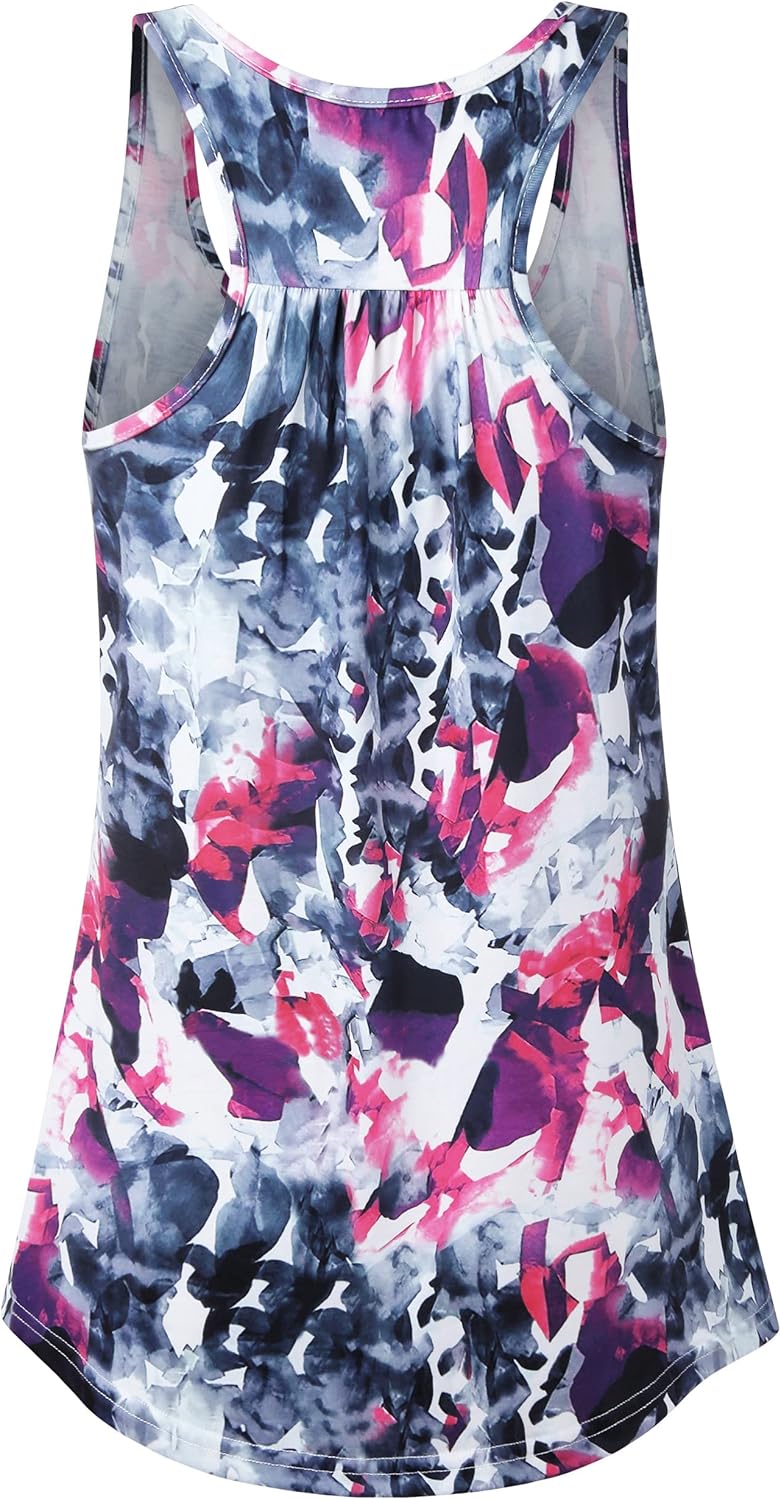 Cestyle Womens Sleeveless Scoop Neck Flowy Loose Fit Workout Shirts Racerback Long Tank Tops - Image 2