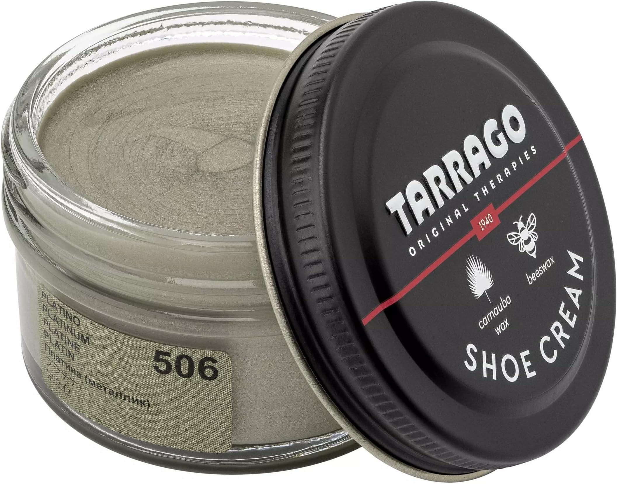Shoe Cream Professional Shoe Polish for Leather Boots, Shoes, Purse, Furniture Eco Friendly Leather Conditioner 1.7oz - Platinum Metallic #506