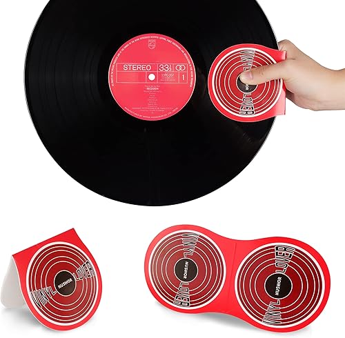 Limpiador de discos de vinilo antiestático y protector de tapete/manopla - Manipulador LP de fibra suave y agarre para tocadiscos
