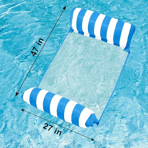 Miniatura 6 de Flotadores de piscina para adultos, balsas flotantes de malla inflables mejoradas, flotador de piscina multiusos 4 en 1, hamaca de agua, flotadores