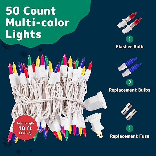 Miniatura 10 de PREXTEX Luces de Navidad (40 pies, 200 luces), luces blancas transparentes para árbol de Navidad con cable blanco, tira de luces para interiores y