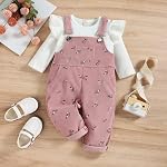 Newborn baby girl outfits Infant fall clothes long Sleeve rompers Overalls pants sets DIY headband 3pcs