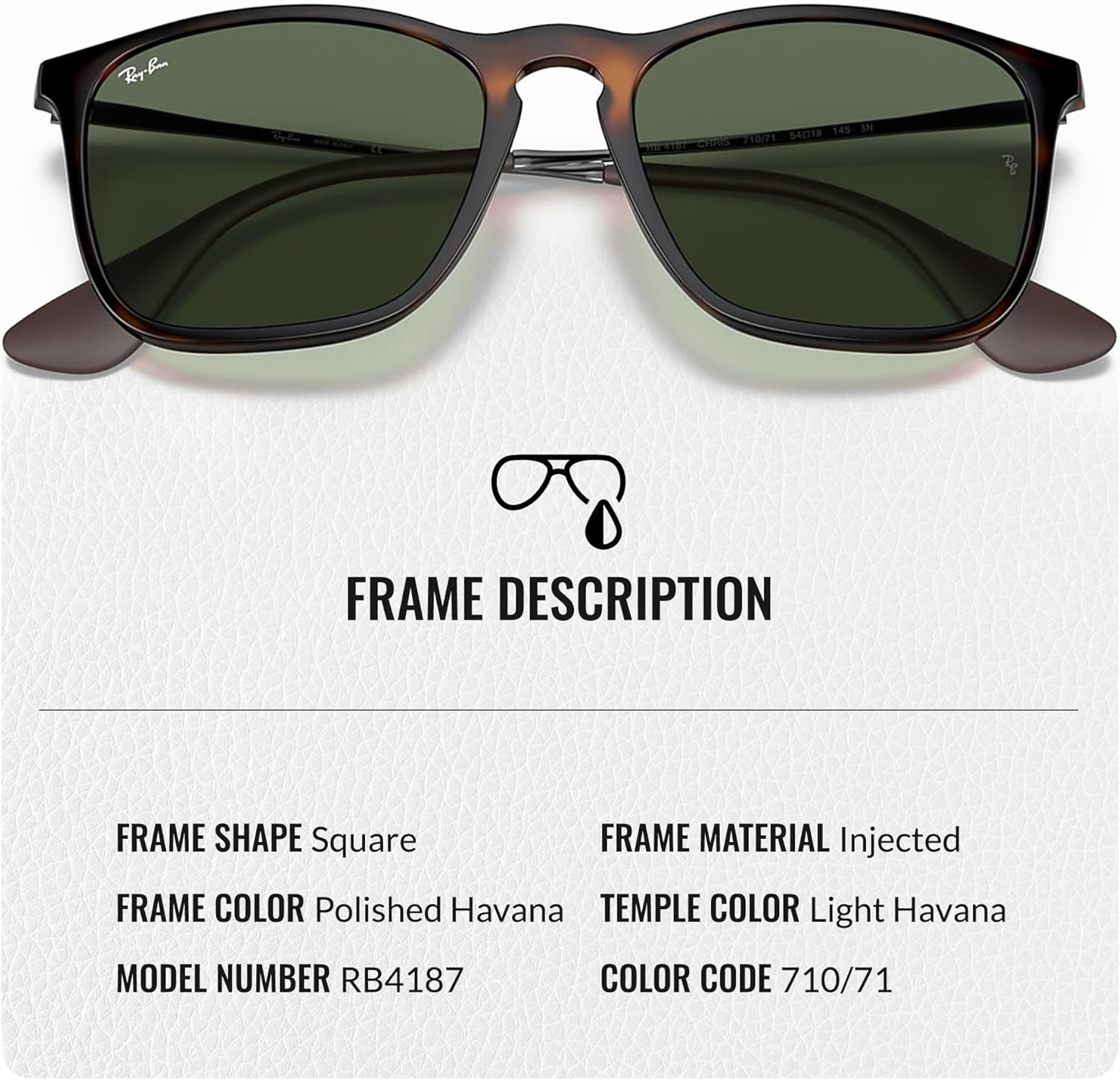 Ray-Ban RB4187 CHRIS Square Shaped Sunglasses for Men & Women with Official RAYBAN Eyewear Kit - Image 3
