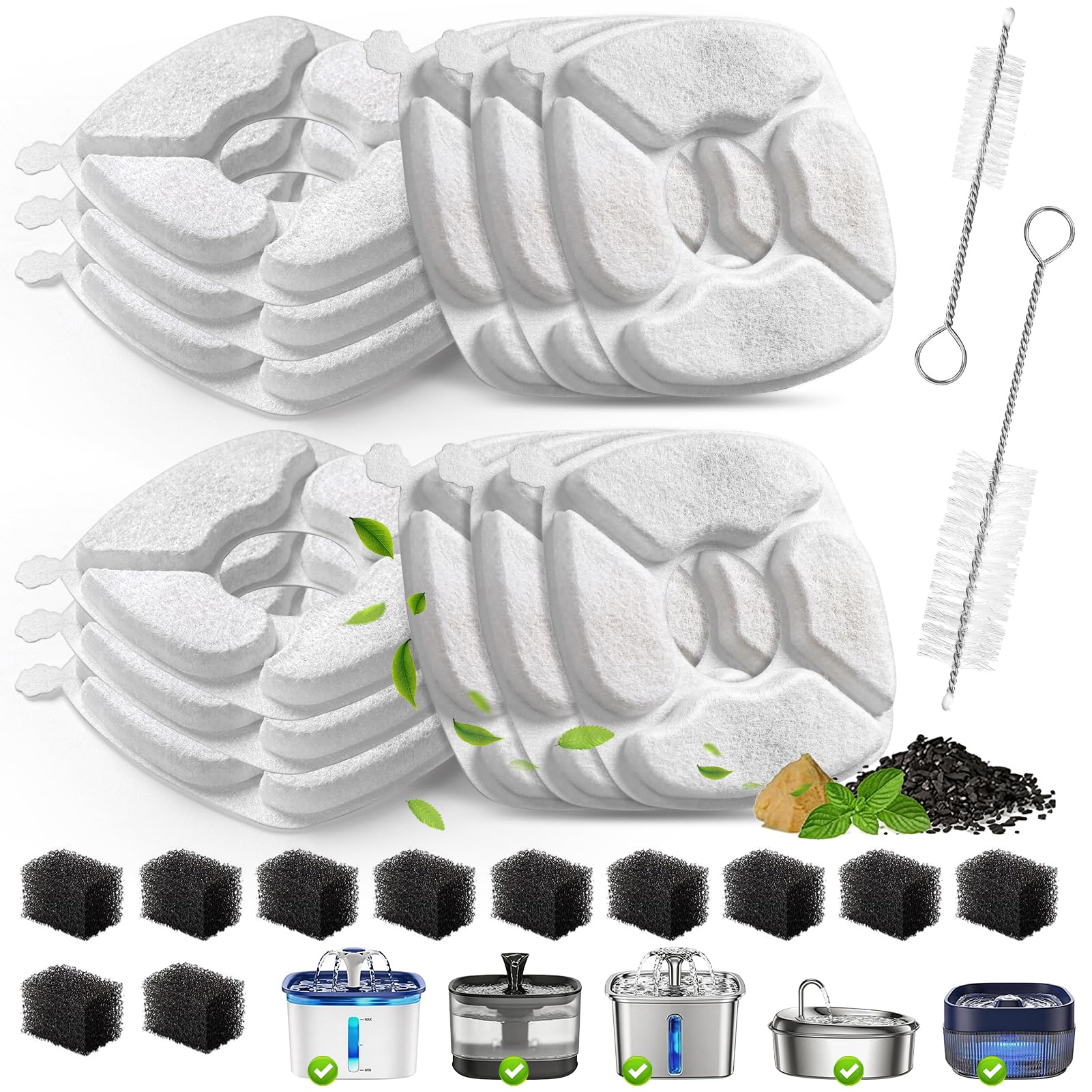 Photo 1 of Bengor Cat Water Fountain Filters - 12 Pack + 12 Sponges