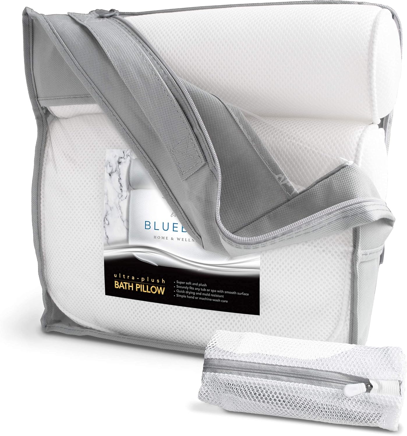 Ultra-Soft Bath Pillow by Bluebird Home & Wellness - Non-Slip, Extra Plush & Supportive for Neck and Back - Spa Pillow for Any Bathtub : Beauty & Personal Care