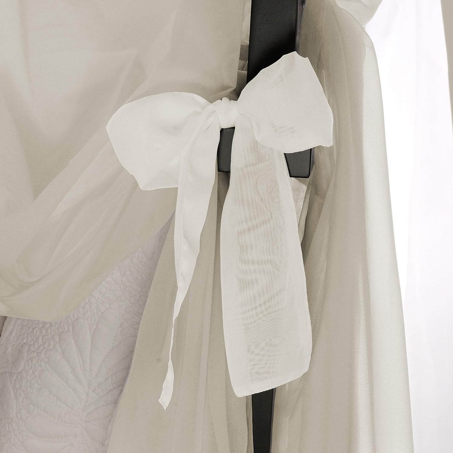 Royale Home Top Ties and Tie Backs, Ivory Sheer, Sizes by Royale Linens Bed Canopy Set, Regular : Home & Kitchen