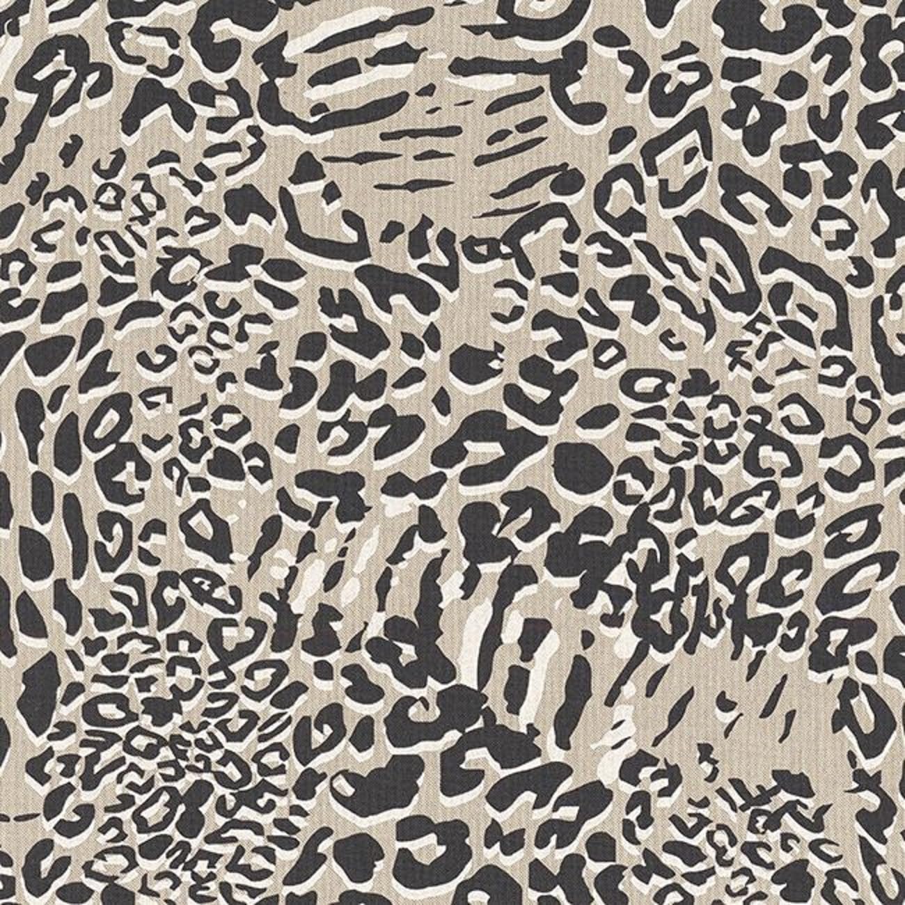 Glamour Secrets Beige Linen Look Fabric - Black Animal Print - Craft Bag Making Curtain Upholstery Fabric Material