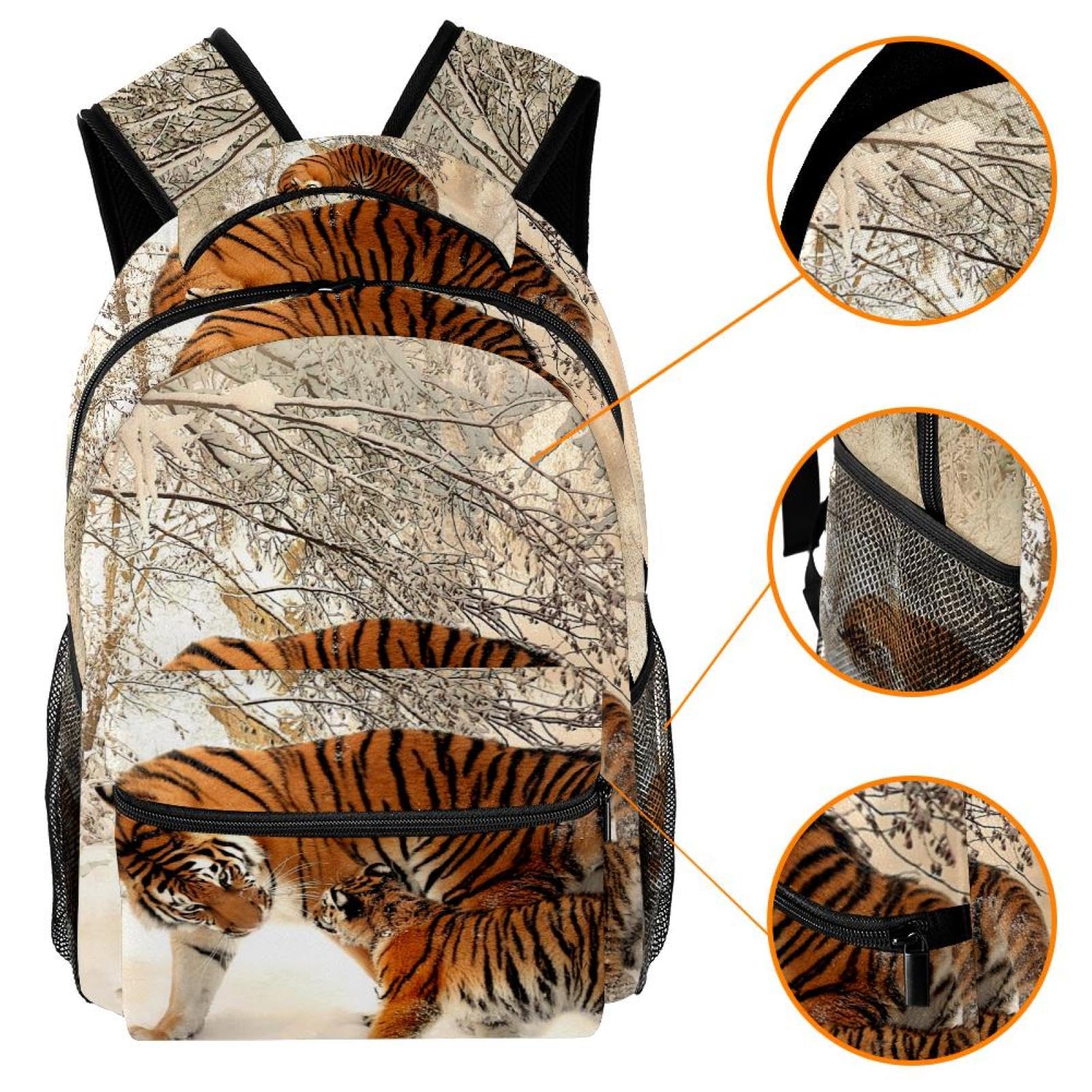Zaino scolastico per uomini e donne, bella tigre che cammina sulla neve, borsa per computer portatile, leggera borsa per computer portatile, zaino casual per libri