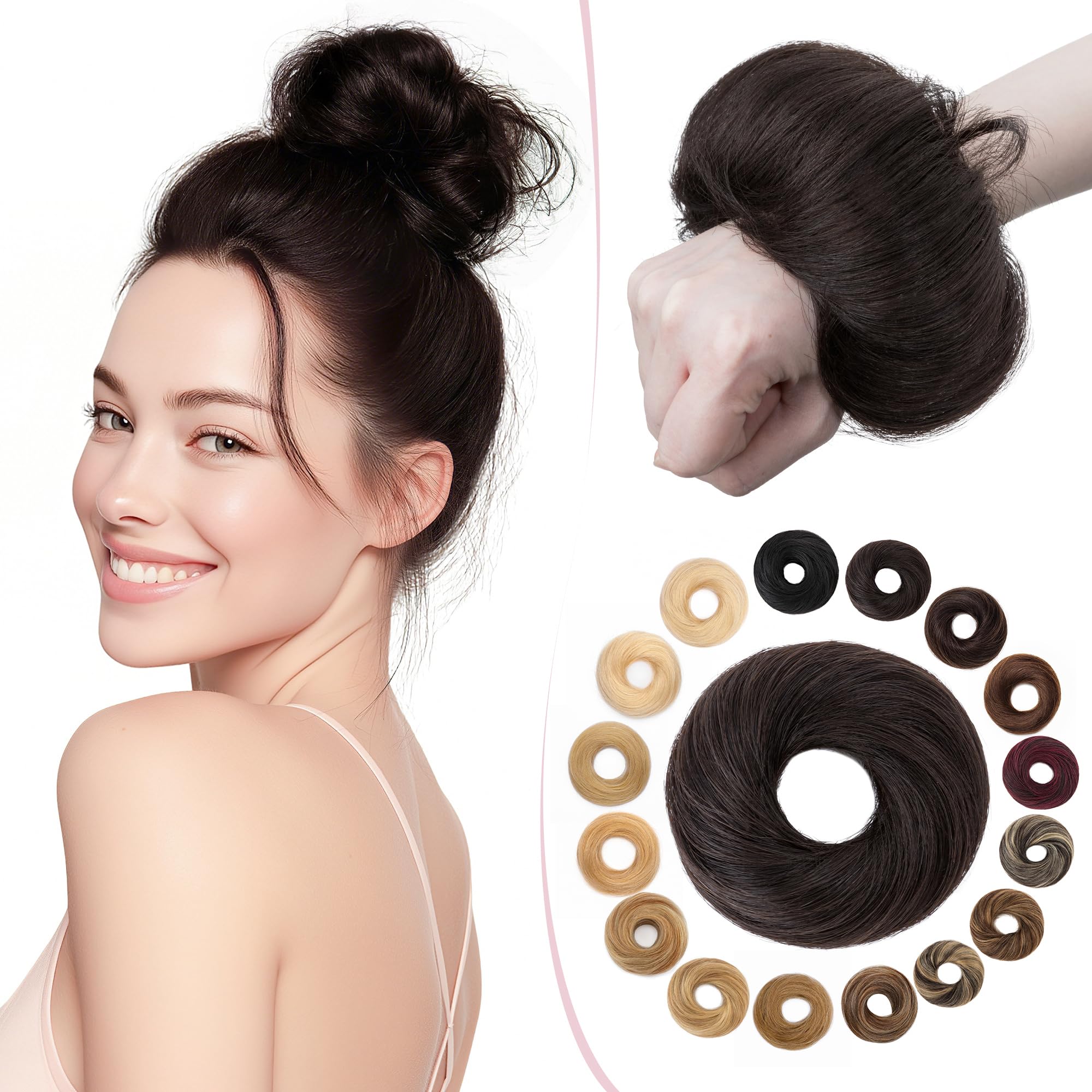 SEGO Pro Haarteil Mit Gummiband Echthaar Dutt Haarteil Echthaar Haargummi Mit Haaren Glatt Hair Messy Bun Hochsteckfrisuren Haarverlängerung für Damen Mädchen