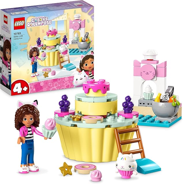 LEGO 10785 Gabby's Dollhouse Pieczenie tortu z Łakotkiem, Zabawka z serialu Koci Domek Gabi, Zestaw Kuchenny z Babeczką dla 4-letnich Dziewczynek i Chłopców, Pomysł na Prezent