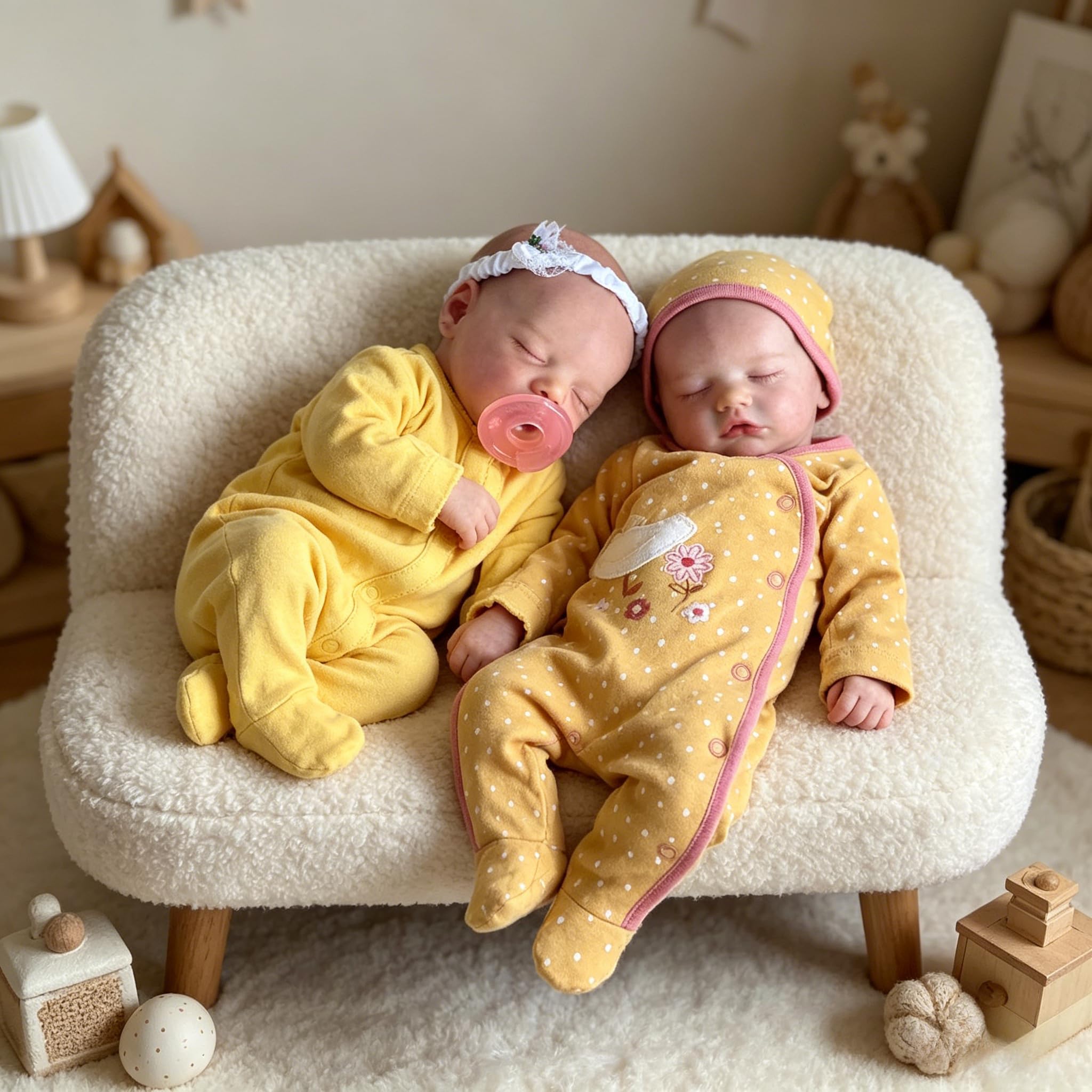 45,7 cm große Silikon-Puppe für Neugeborene, schlafende Mädchen, realistische Neugeborene, Zwillinge, Babypuppen, Schwester, Mädchen, lebensechte weiche Vinyl-Twins, Babys, Spielzeug