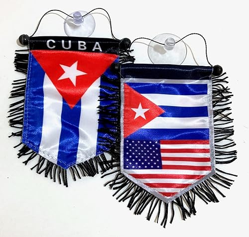 Miniatura 3 de Banderas cubanas para accesorios de coches Cuba pegatinas mini banners pequeña ventana retrovisor espejo colgante Se pega al vidrio Rápido Fácil