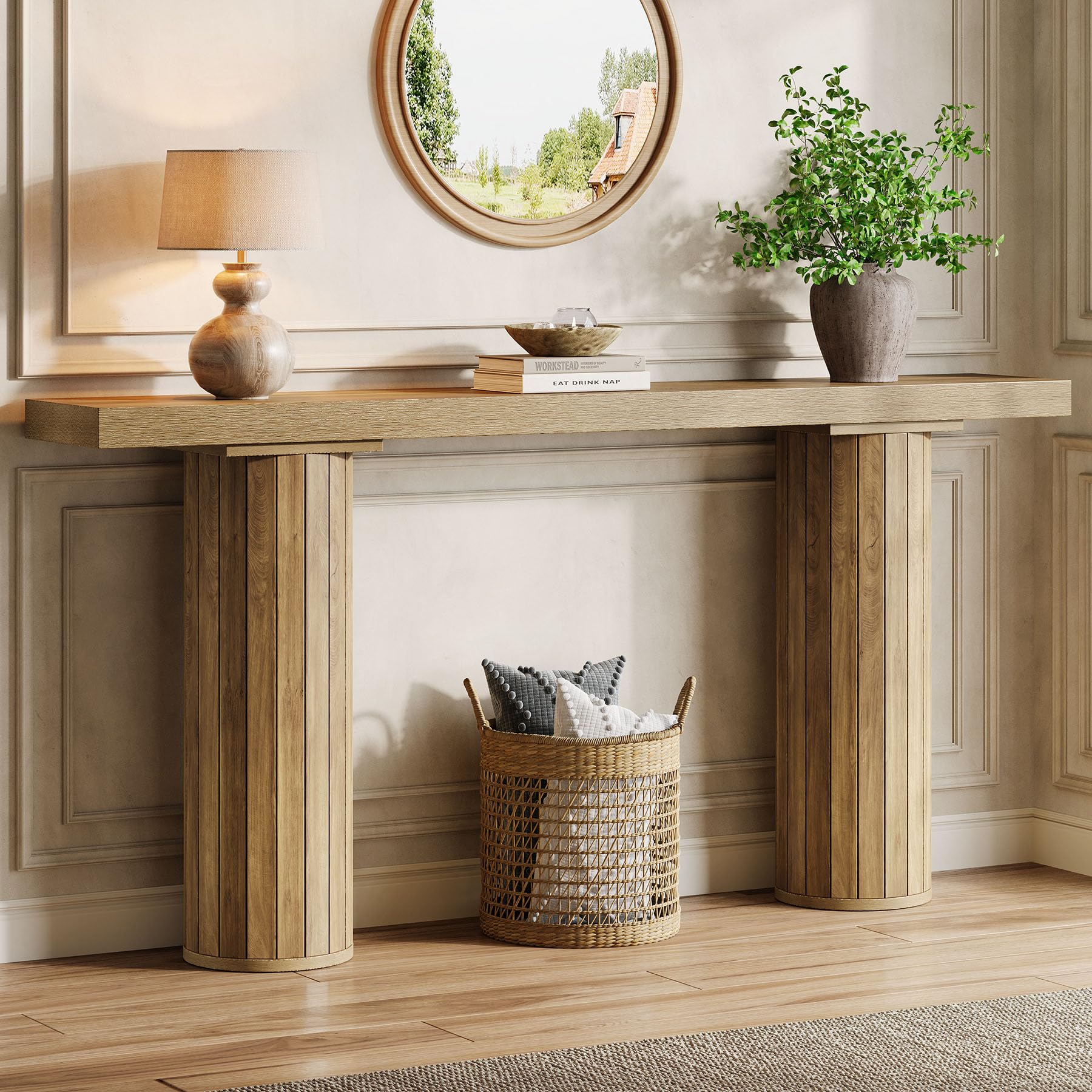 Tribesigns Mesa consola extra larga de 160 cm, mesa rectangular de madera detrás del sofá, mesa de entrada de madera para salón, pasillo, entrada