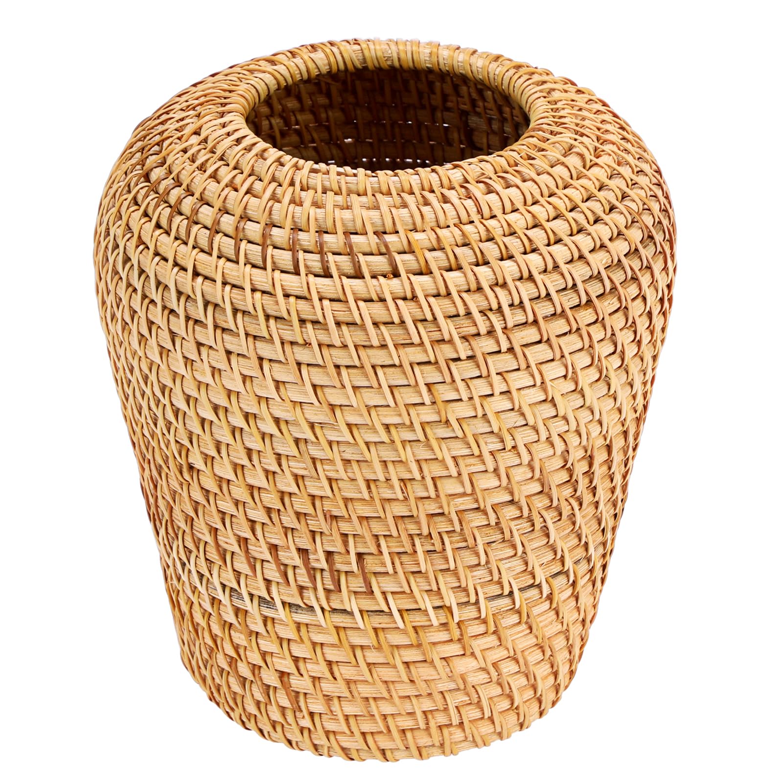 JUXYES Tabletop Woven Rattan Vase for Flowers, Vintage Country Style Rattan Basket Vases, Farmhouse Wicker Woven Bouquet Vase Table Centerpiece for Home Office Decor