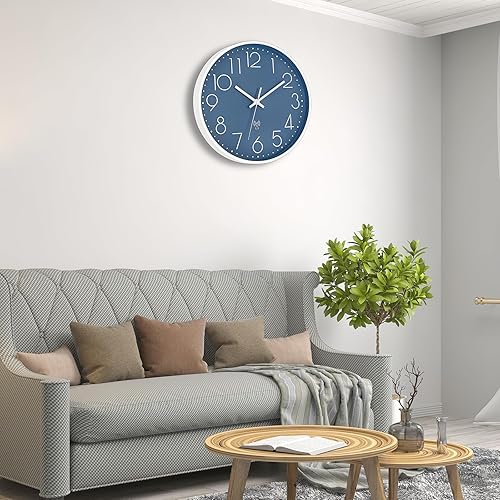 Miniatura 3 de Foxtop Reloj de pared atómico que funciona con pilas, redondo, analógico, moderno, juego automático para oficina, aula, dormitorio, cocina, sala de